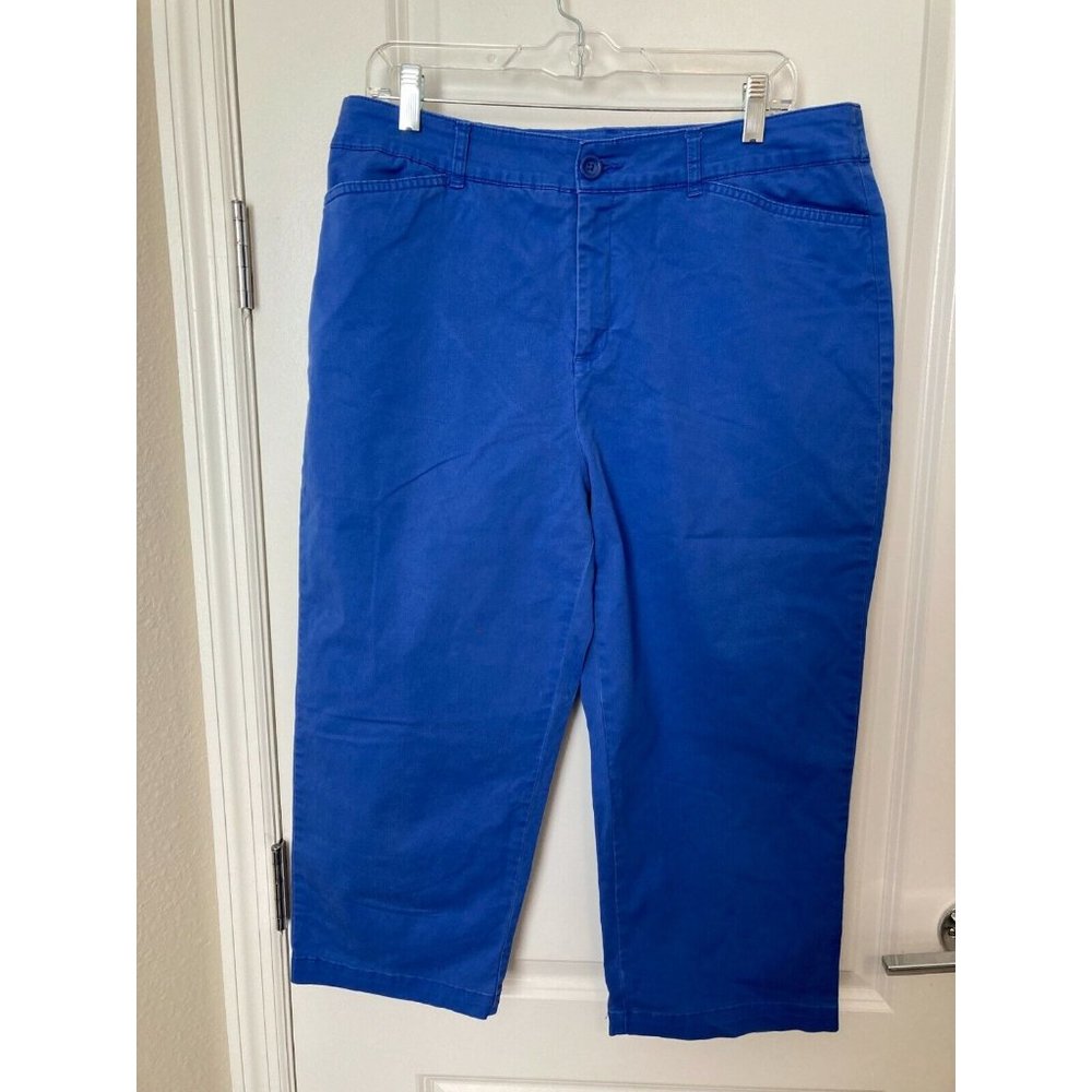 CROFT & BARROW STRETCH ROYAL BLUE CROP CAPRI PANTS - SIZE 14